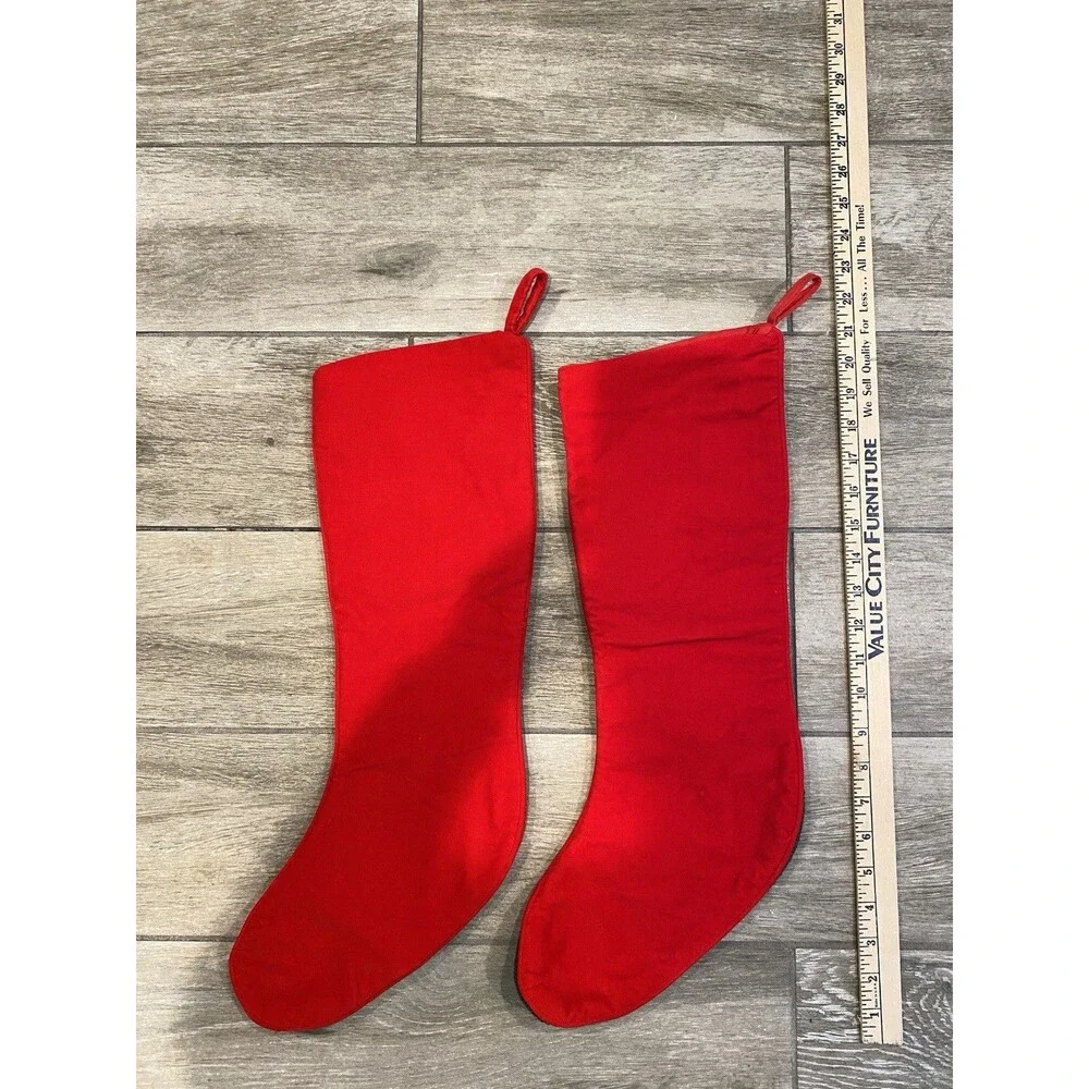 2x Vintage 1990s Needlepoint Hanging Christmas Stockings Santa And Cat